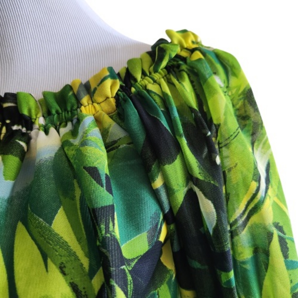 Live 4 Truth Boho Tropical Print Asymmetrical Ruffled Sleeve Top - Picture 8 of 15